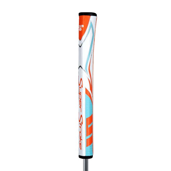 SuperStroke Zenergy Pistol 1.0 Golf Putter Grip with No Taper Enhanced SPYNE Technology, New Multi-Zone Texturing and Tech-Port, Orenge/Blue/White