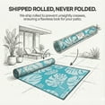 thumbnail image 4 of FH Home Outdoor Rug - Waterproof, Fade Resistant, Reversible - Premium Recycled Plastic - Tropical, Botanical - Patio, Deck, Porch, Balcony - Hana Leaves - Blue - 5 x 8 ft, 4 of 9