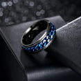 thumbnail image 3 of Udolfly Mens Fidget Rings Anxiety Rings for Men Womens Chain Spinner Rings for Adults Titanium Steel Ring Black Blue Size 9, 3 of 7