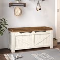 thumbnail image 2 of 39.4 Inches Storage Chest, Storage Bench with Safety Hinge, Supports 330 lb and Easy Assembly, 50 Gal Toy Trunk for Entryway, Bedroom, Living Room, White and Brown, 2 of 10
