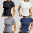 thumbnail image 3 of DOZINSIX Women's 4 Pack Yoga Tops Slim Short Sleeve Crew Neck Breathable Sports Workout Shirts, 3 of 10