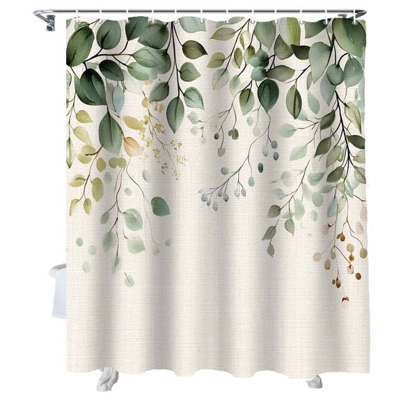 Shower Curtains Sage Green Leaves Berries Bath Curtain Retro Eucalyptus Leaf Waterproof Bathroom Shower Curtain Set with Hooks Decoration 72 x 84 Inches