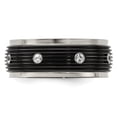 thumbnail image 3 of Finest Gold Edward Mirell Titanium & Black Titanium with White Sapphires Grooved Ring - Size 10, 3 of 6