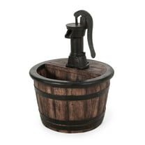 Noble House Colquitt Outdoor Water Pump Fountain, Resin, Brown and Black