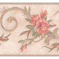 thumbnail image 1 of Fleurs Rouges Damassé Beige Bord Design Rétro, Rouleau 15' x 7'', 1 of 3