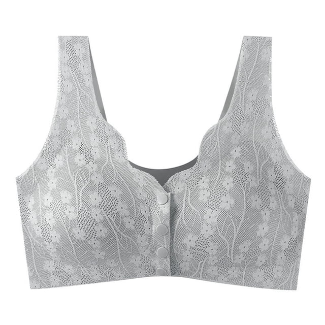 Women's Front Open Button Oversized Gathered Anti Sagging Bra With Comfortable And Traceless Upper Support