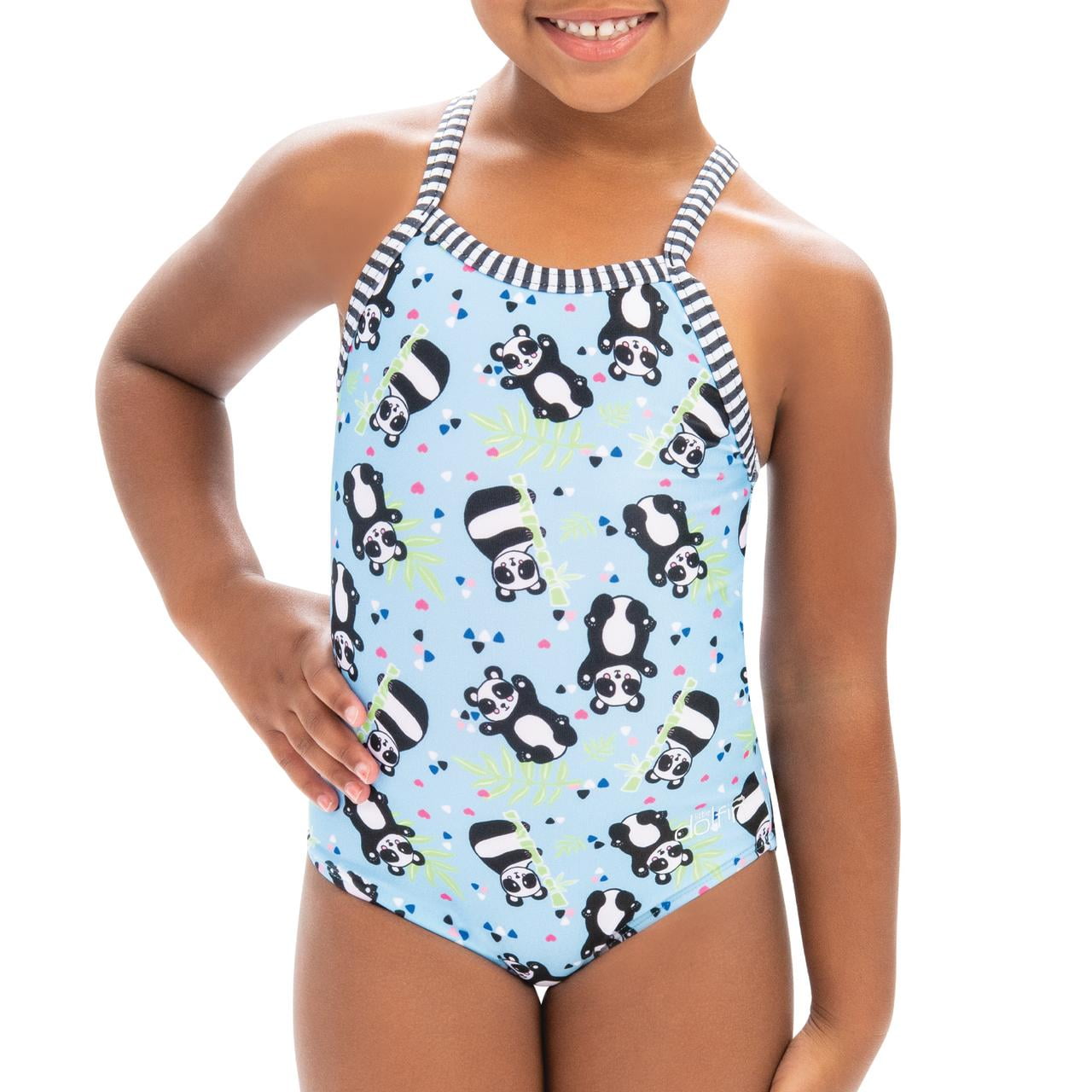 Little Dolfin Girl S Print One Piece Female Swimsuit In Pandie Size 6 Walmart Com