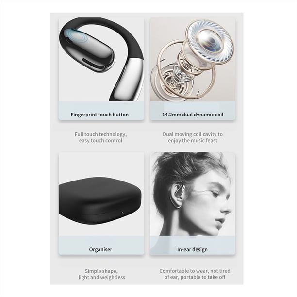 Auriculares Inalámbricos Estilo Colgante para la Oreja, Bluetooth 5.4,Auriculares Estéreo de Música de Alta Fidelidad, Auriculares Deportivos con Gancho para la Oreja para Correr D