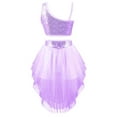 thumbnail image 2 of inhzoy Girls Lyrical Ballet Dance Leotard Tutu Dress Sequins Crop Top Mesh Irregular Skirt Dancewear, 2 of 6