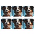 thumbnail image 2 of Pofeuu Playful Smile Cute Dog Print Leather Coasters Set of 6, Round Cups Mugs Mat Pad for Home Kitchen Heat Resistant Drink Coasters,Square, 2 of 7