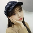 thumbnail image 3 of SikaFu Korea Style Men Women Hats Spring Summer Artist Painter Newsboy Cap Retro British Plaid Berets Female octagonal Beret Cap, 3 of 6