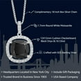 thumbnail image 2 of Gem Stone King 925 Sterling Silver Black Onyx and White Moissanite Pendant Necklace for Women (6.16 Cttw, Gemstone Birthstone, Cushion/Checkerboard Cut 12MM), 2 of 6