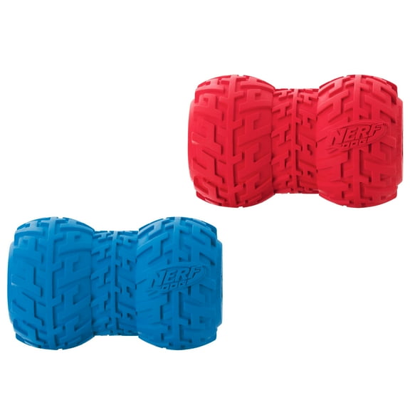 Nerf Dog Rubber Tire Dog Treat Feeder, 4 inch, 2 Pack