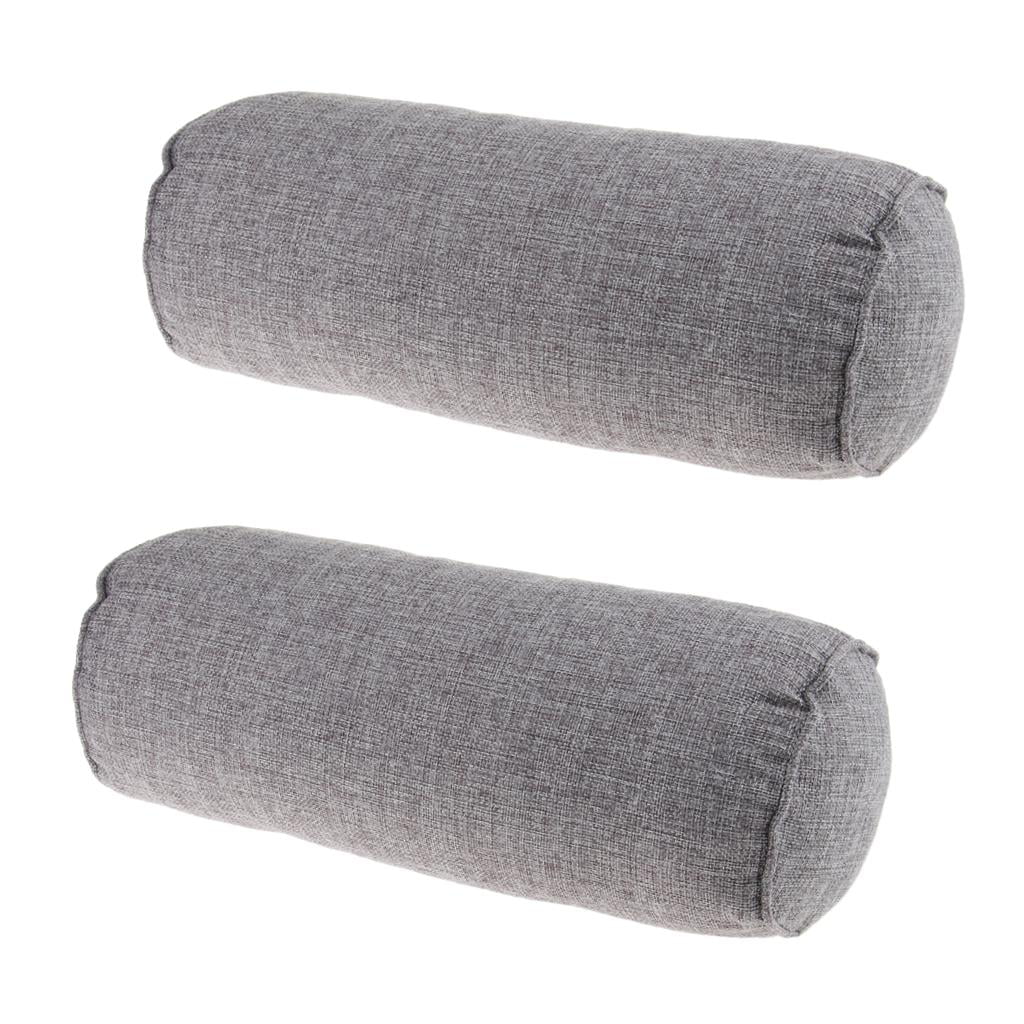 Round Cotton & linen Pillow Cervical Roll Neck Back Knee Bolster Washable Cover 