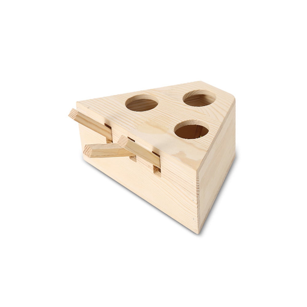 3 Holes Wooden Puzzle Box Mouse Cat Punch Game Ponacat Cat Hunt Toy,Cat Interactive Whack a Mole Mouse Exercise Toys 