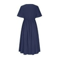 thumbnail image 5 of Penkiiy Women's Summer V-Neck Dress | Cotton-Like Linen Blend, Lightweight & Breathable | Trendy Casual & Vacation Essential S Navy, 5 of 6