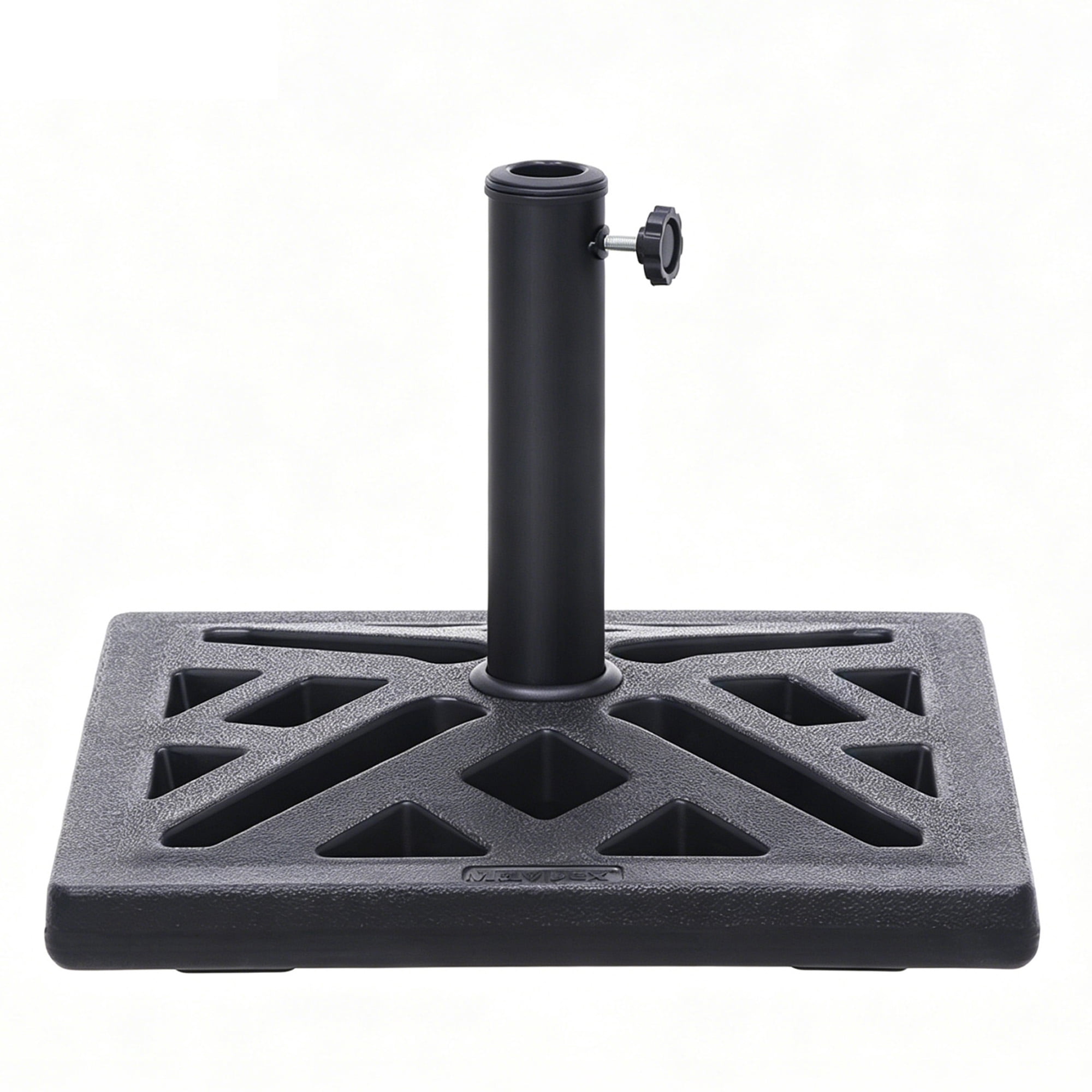 Abble 33 lbs. Square Umbrella Base, Lattice Design Outdoor Market Umbrella Stand in Black