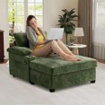 thumbnail image 3 of Chaise Lounge Chair Indoor with Ottoman,38.6"W Chenille Sofa with USB Port&Cup Holders,Modern Cozy Chaise with Storage Armrests&Side Pockets,Deep Seat Comfy Sofa for Living Room/Bedroom(Green), 3 of 9