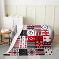 thumbnail image 2 of Southwestern Throw Blanket 40"X50" Exotic American Tribal Western Blanket Patchwork Boho Aztec Flannel Fleece Blanket Hippie Geometric Bed Blanket Red Black White Western Room Decor, 2 of 5