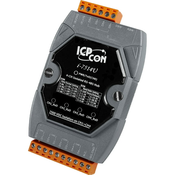 I-7514U Isolated 4 Channel RS-485 Active star wiring Hub