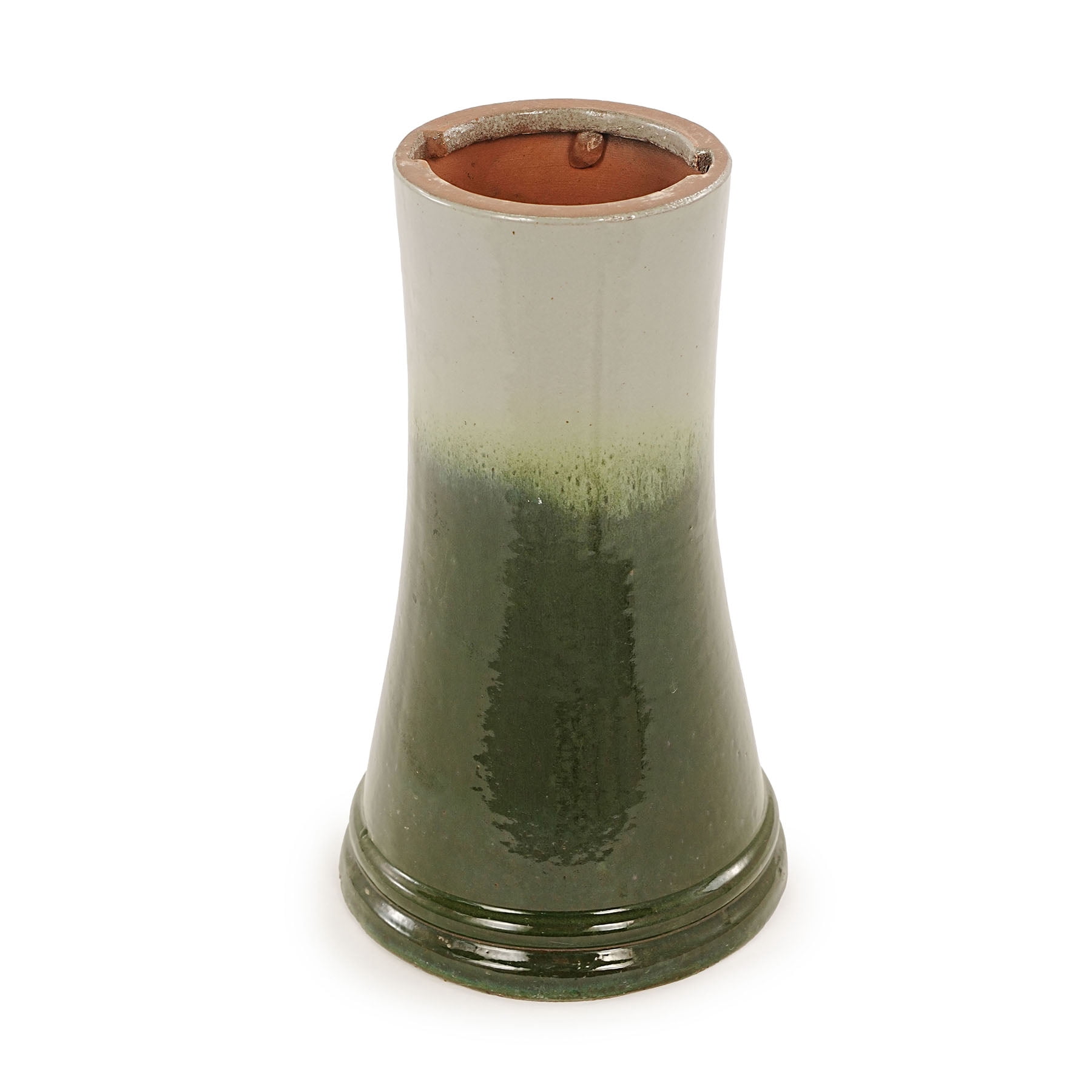 S-HOME Handcrafted 17 Inch Ceramic  Tall Outdoor Bird Bath Featuring Swirl Pattern Design For Bird Lovers, Grass Green