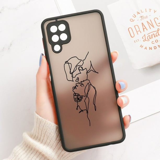 Funda de línea de cara abstracta para Samsung, cubierta dura mate para Galaxy A50, A12, M31, A70, A03S, A30, A20, A11, M11, Note 20, Ultra, 10 Plus, 8, 9 Fivean unisex