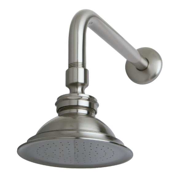 Kingston Brass P10SNCK Victorian 4-13/16-Inch Round Raindrop Brass Shower Head with 12-Inch Shower Arm Combo in Brushed Nickel