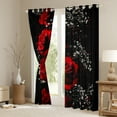 thumbnail image 3 of Manfei Romantic Rose Black Out Curtains for Lover, Couple Valentines Day Curtains Pack of 2 (42x63 Each), Black Red Bedroom Curtains, Window Curtains Bedroom Decor, 3 of 6