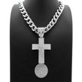 thumbnail image 2 of Stone Filled Cross Pendant 11mm 18", 20", 24" Cuban Chain Necklace, 2 of 3