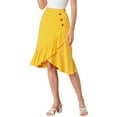 thumbnail image 5 of INSPIRE CHIC Women's Casual Ruffle Hem Asymmetrical High Elastic Waist Wrap Skirt, 5 of 6