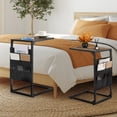 thumbnail image 2 of Couch End Tables Set of 2, TV Trays for Eating on Couch Tables that Slide Under, Dinner Snack Coffee Sofa C Shaped Side Table, Small Stand TV Tray with Fabric Storage Bag, for Couches Living Room, 2 of 8