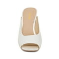 thumbnail image 2 of XYD Women Chic Square Peep Toe Mules Slip on Chunky Block High Heels Shopping Daily Dressy Slide Sandals Size 13.5 White, 2 of 4