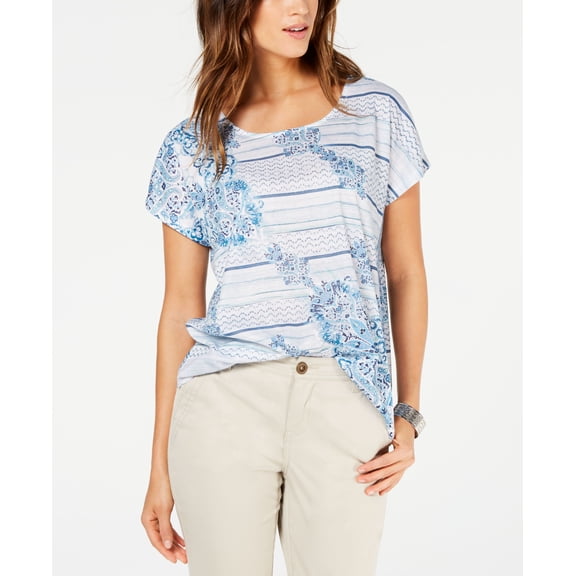 Style & Co Printed Scoop Neck Top0 Tide Coordinate L