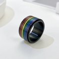 thumbnail image 4 of PAMTIER 12MM Stainless Steel LGBT Pride Ring Rainbow Flag Enamel Gay Lesbians Eternity Wedding Band Rotatable Ring for Men Women Black Size 7, 4 of 6