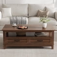 thumbnail image 7 of EastVita 47inch Farmhouse Coffee Table with Drawers Rustic Coffee Table Wood Center Table Easy Assembly Living Room Table for Office Parlor Reading Room - Brown, 7 of 7