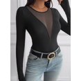 thumbnail image 4 of Camisas Ajustadas de Larga de con Cuello en V Profundo para Mujer, Moda Y2K 2025 Negro S, 4 of 10