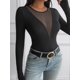 thumbnail image 4 of Camisas Ajustadas de Larga de con Cuello en V Profundo para Mujer, Moda Y2K 2025 Negro S, 4 of 10