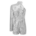thumbnail image 4 of iEFiEL Women's Sparkly Sequin Shorts Jumpsuits One Shoulder Long Sleeve Romper Party Club Outfit Silver L, 4 of 7