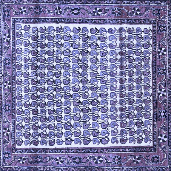 Ahgly Company Machine Washable Indoor Square Persian Blue Traditional Area Rugs, 3' Square