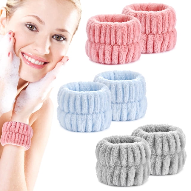 Muñequeras Wykodra de microfibra, 6 piezas, absorbentes para lavado facial