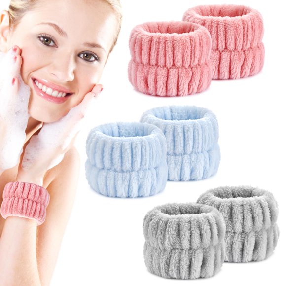 Muñequeras Wykodra de microfibra, 6 piezas, absorbentes para lavado facial