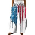 thumbnail image 2 of Lilgiuy 4th of July Pants for Women Casual Printing Pockets Elastic Mid-Waist Comfortable Wide-Legged Loose Independence Day Pants Cooling Tactical Hiking Pants, 2 of 4