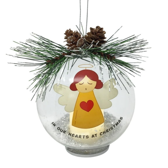 Memorial Lighted Ornament - In Our Hearts at Christmas - Lighted Ball Ornament - In Memory of a Loved One this Xmas - 4"D - 1982