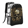 thumbnail image 3 of Sikiie Vintage Gold Leaf Skull Clear Backpack, Transparent Bookbag for School for Women Men, Capacity Clear Bag for College, Travel, 3 of 7