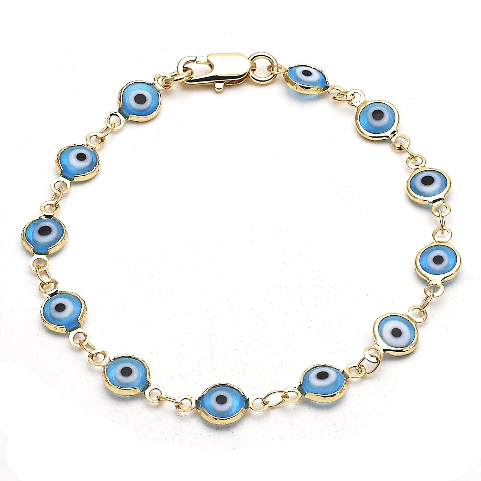 gift for her or for him Evil eye charm bracelet with light blue stone Greek jewelry