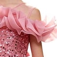 thumbnail image 6 of LEKWK Girls Sparkly Princess Dress Sequin Ruffles Sleeve Tulle Ball Gown Off Shoulder Tiered Pageant Dresses for Birthday Party Stage Performance Costume, 6 of 9