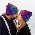 thumbnail image 5 of Yiaed Leopard Neon Rainbow Gradient Print Winter Beanie for Men Women, Fleece Lined Beanie Soft Warm Knit Hat Ski Stocking Cuffed Ca, 5 of 6