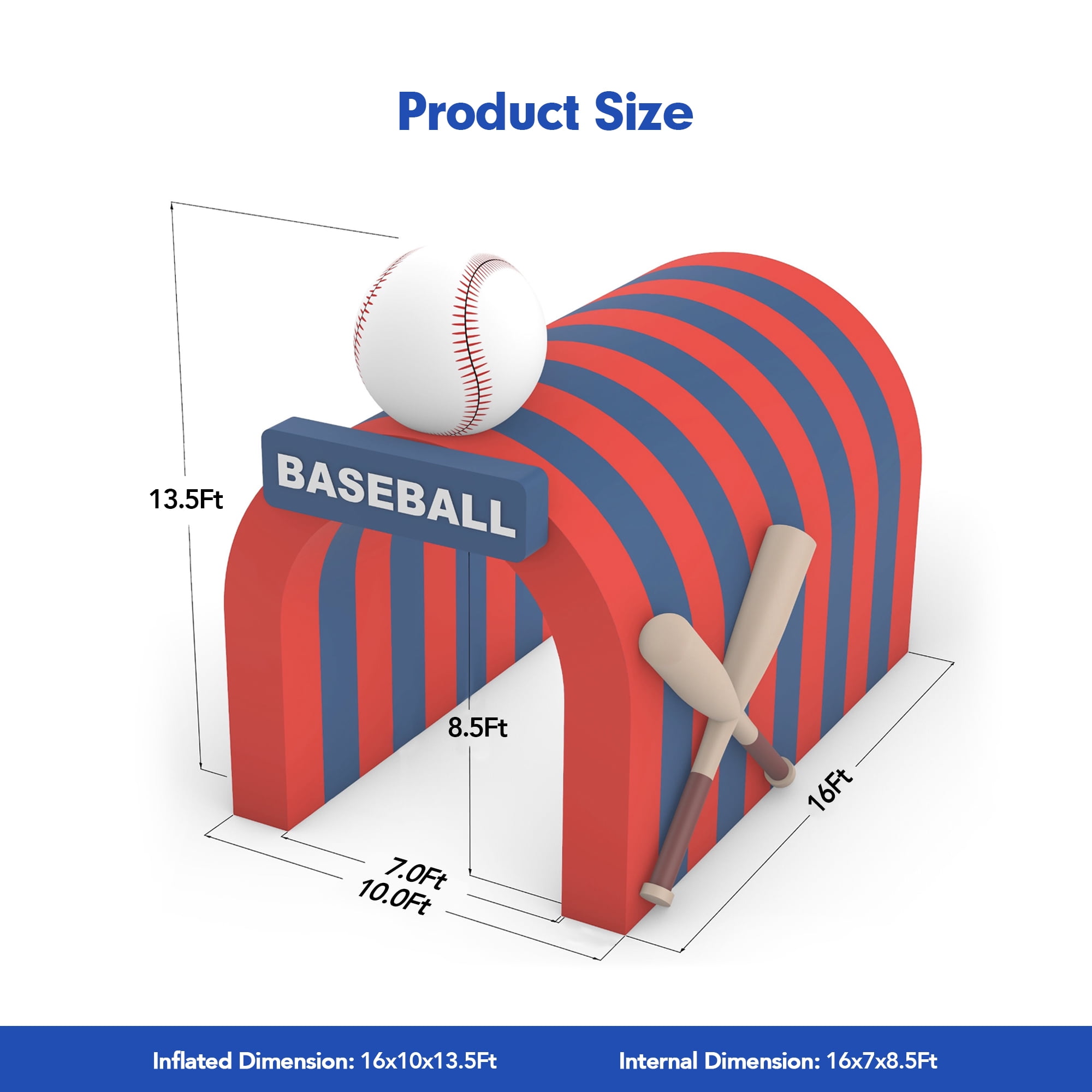 Wellcomer Inflatable Baseball  Tunnel, Entrance Sport Tunnel Tent with Blower