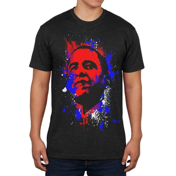 4th of July Patriotic President Obama Silhouette Mens Soft T Shirt Vintage Black SM