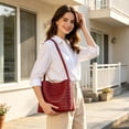 thumbnail image 6 of Woven Tote Bag Leather Bucket Bags for Women Summer Hobo Handbag Beach Vacation Purse Vintage Shoulder Bag for Travel, 6 of 7
